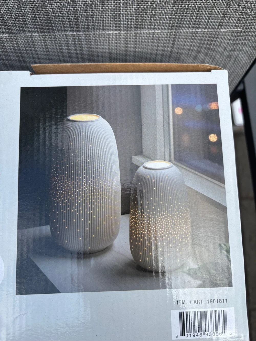 Evergreen LED Porcelain Lantern Accent Lamp Set Of 2 White Rechargeable USB NIB